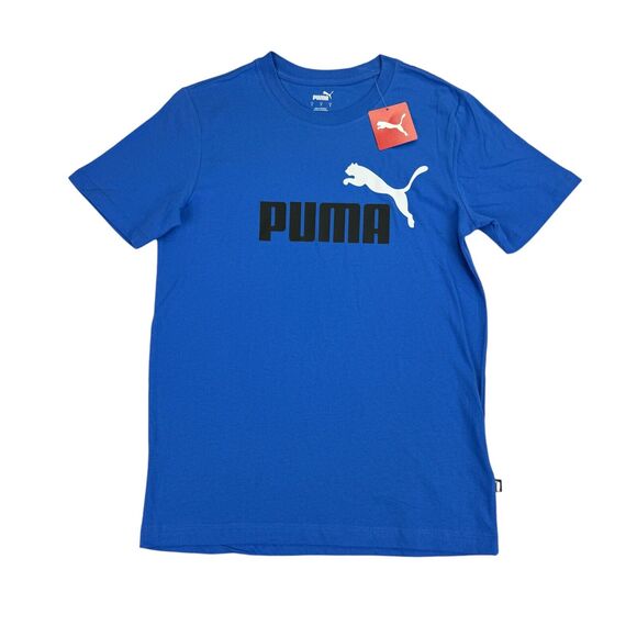 Puma Mens Essential Logo Short Sleeve Crewneck T-Shirt Blue S - Picture 1 of 4